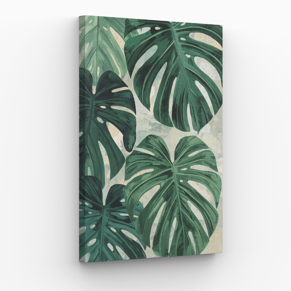 Elegant Monstera Canvas Wall Art, printed on premium canvas and stretched on a wooden frame. Available in multiple sizes, ready to hang, and perfect for adding a touch of tropical greenery to any room.
